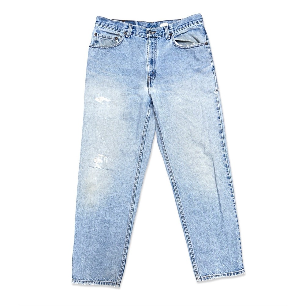 Vintage Levi's 901 Relaxed Straight Leg Jeans Size 34x30 Distress Blue Denim